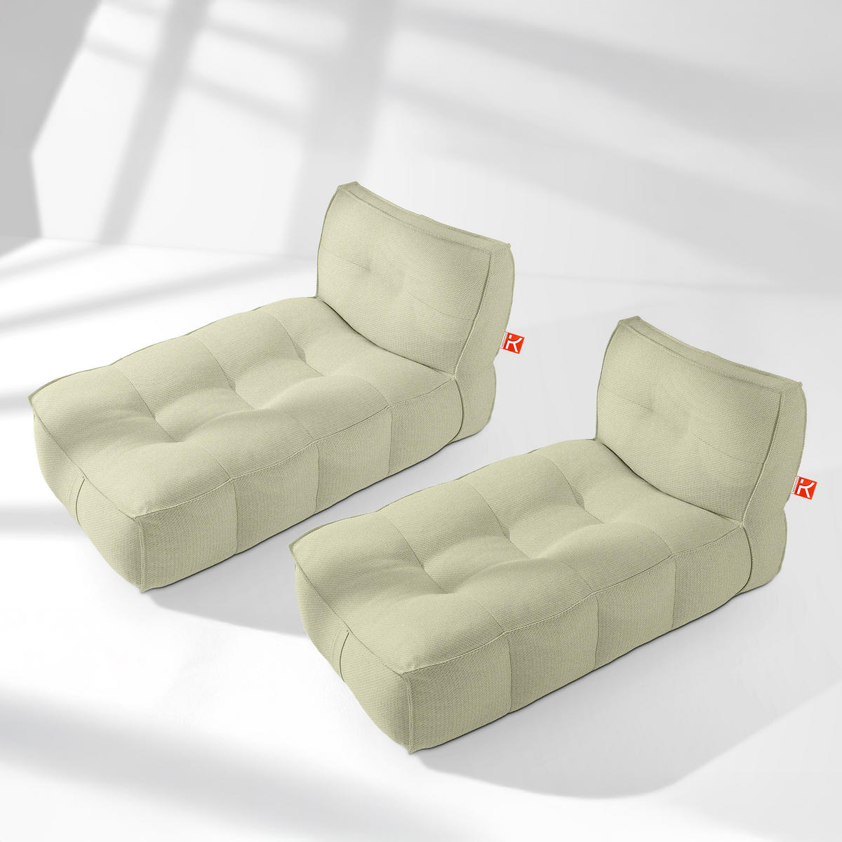 GARTENLIEGE LOVIA Sonnenliege 2-er Set, Hellgrün/Weiß - Hellgrün, Textil (90/82/174cm) - KONSIMO®