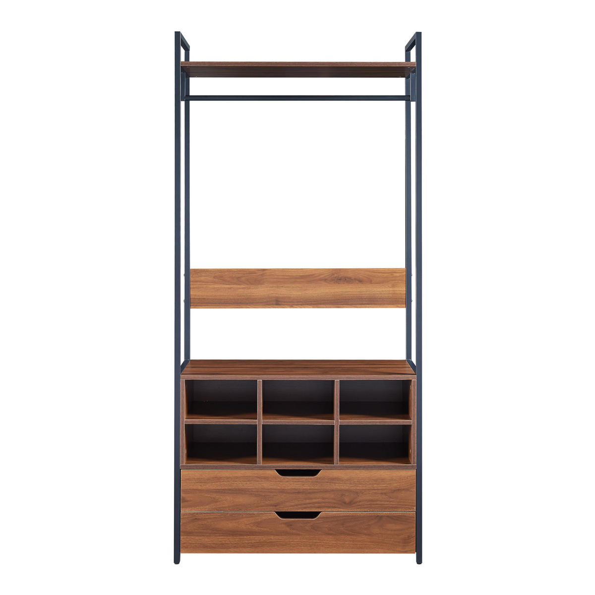 GARDEROBENSTÄNDER Larem - Walnussfarben/Schwarz, Holzwerkstoff/Metall (84/180/40cm) - [en.casa]