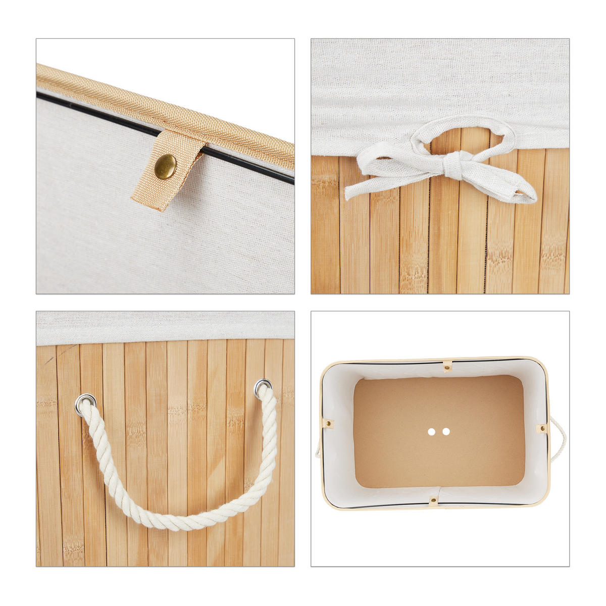 WÄSCHEKORB - Hellbraun, Holz/Wellpappe (62.5/62/42.5cm) - Relaxdays