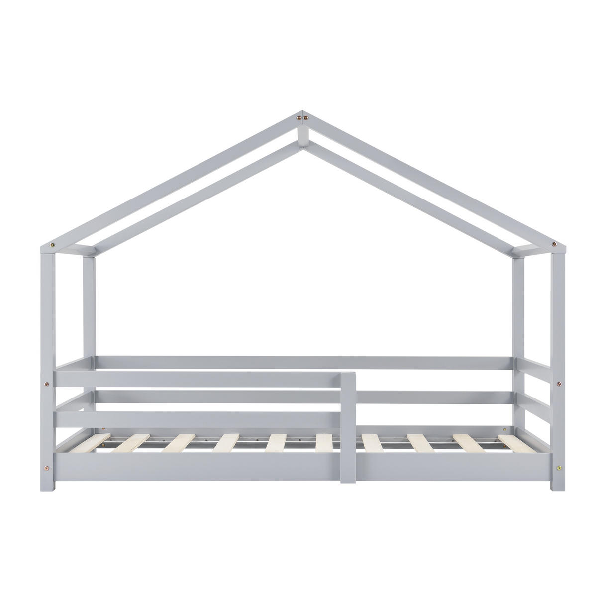 HAUSBETT Knätten - Hellgrau, Holz (90/200cm) - [en.casa]