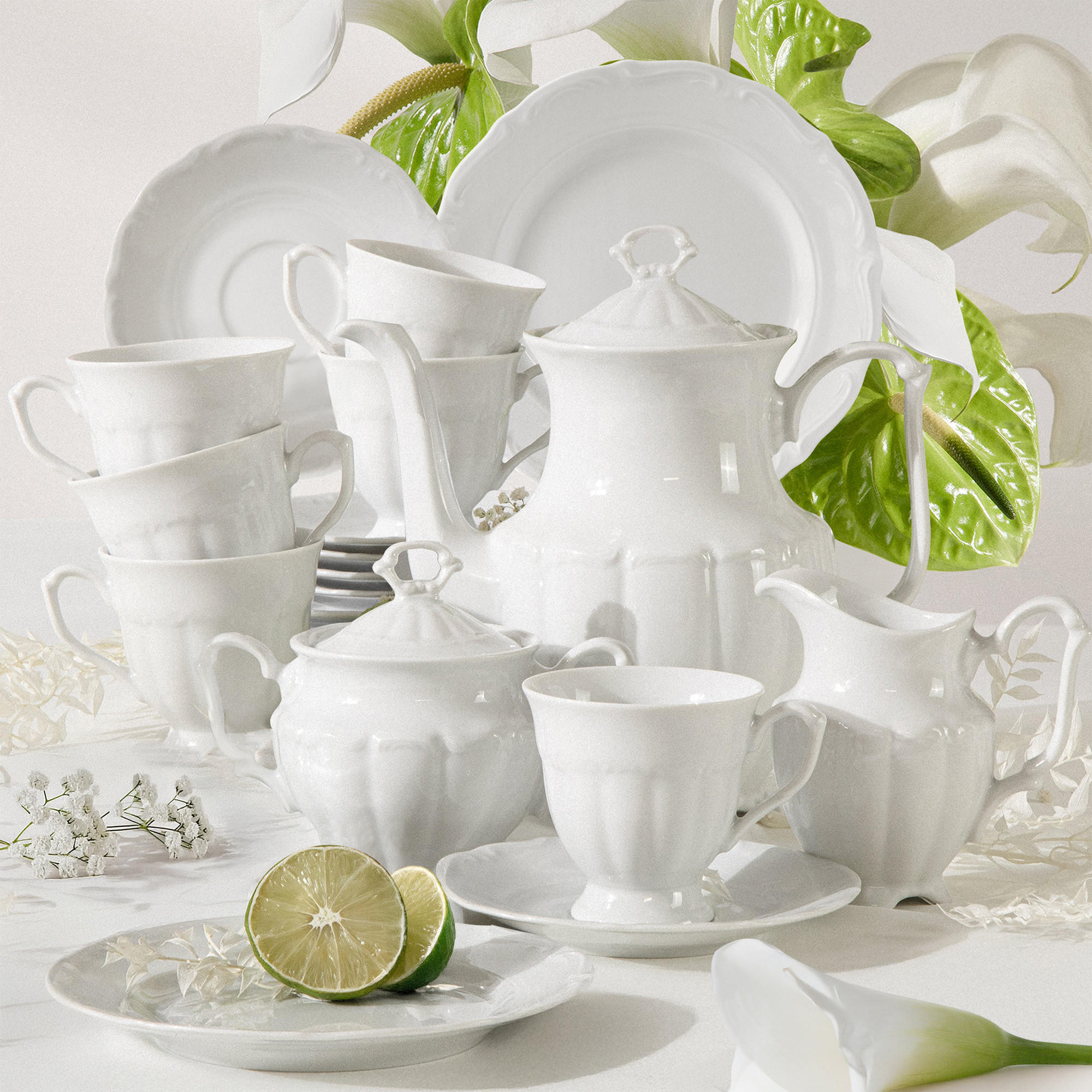KAFFEESERVICE Chodziez MARIA TERESA 21-tlg - Weiß, Keramik (8/8/8cm) - KONSIMO®