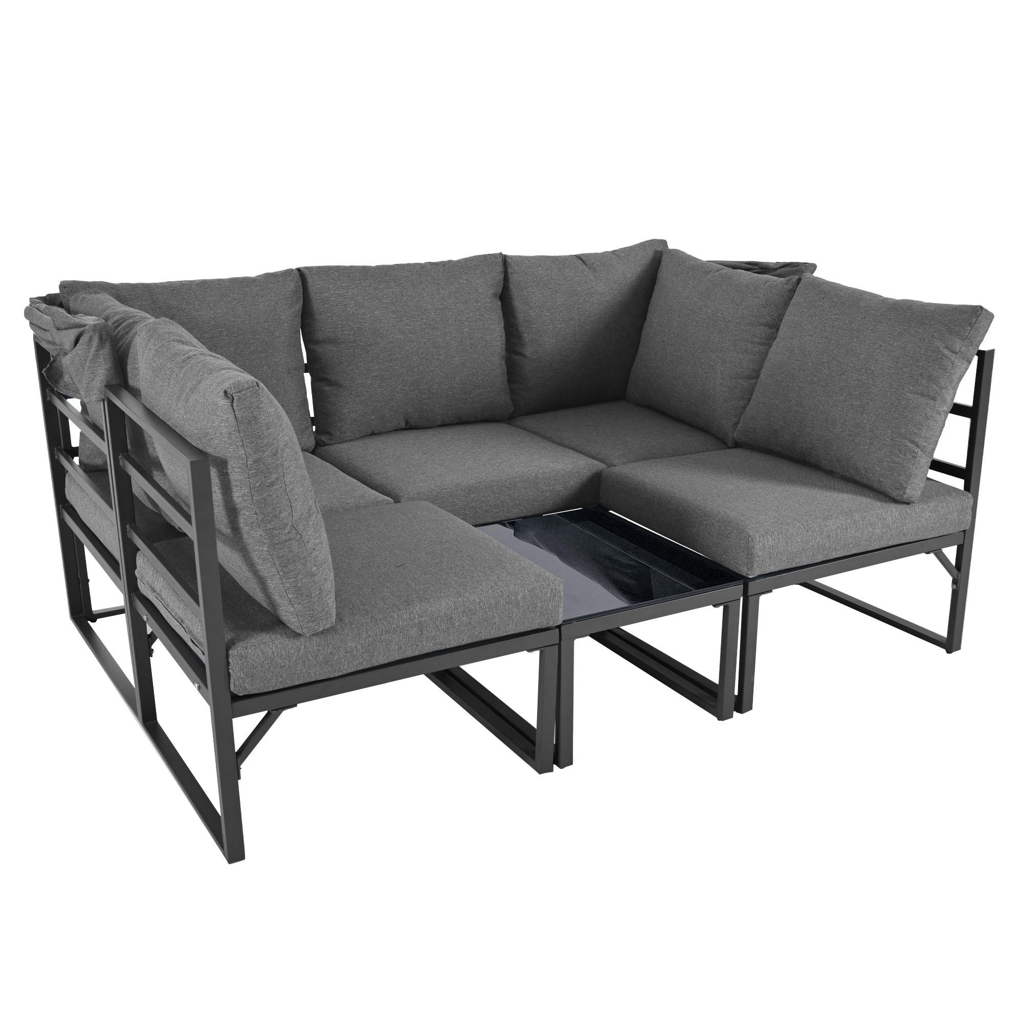 GARTENLOUNGESSET Outdoor 4-tlg. Grau - Grau, Metall - ComfortXL