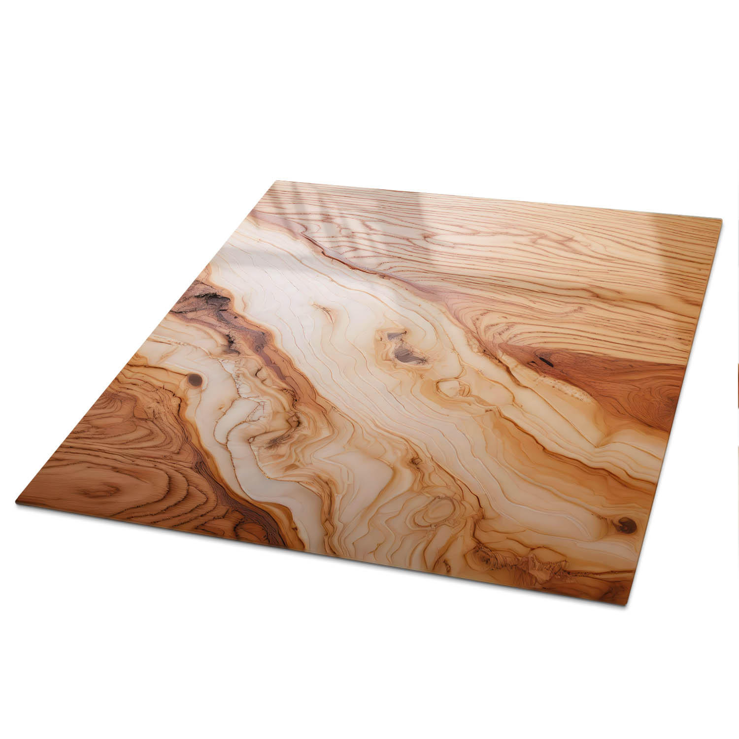 TISCHPLATTE 50x50 cm – Holzringe - Braun, Glas (0.4/50/50cm) - Wallfluent