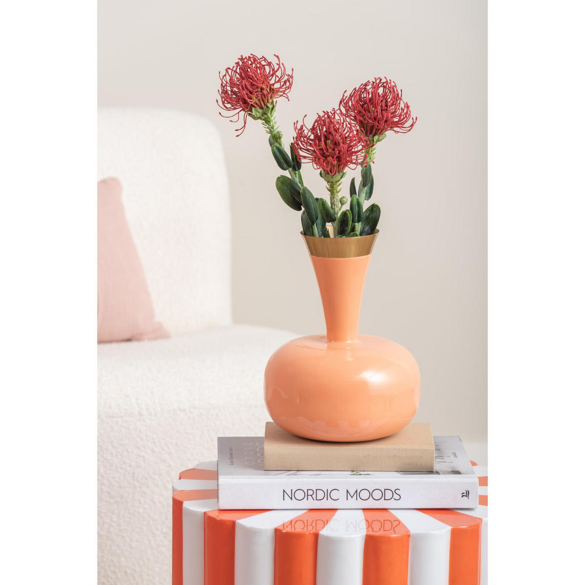 VASE Yara Orange 17/17/24 cm - Orange, Metall (24cm) - Present Time