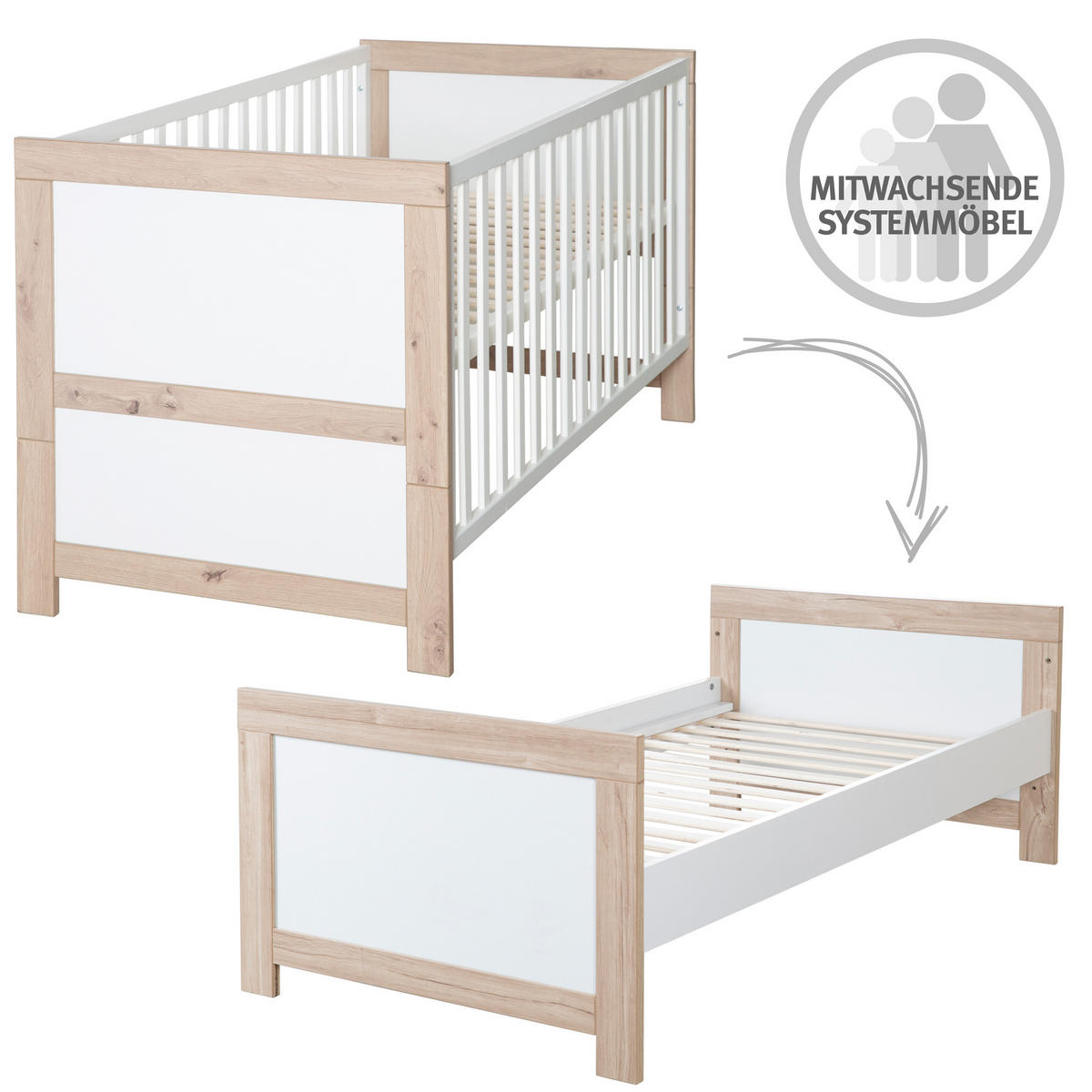 BABYZIMMERSET Malo 2-teilig - Weiß, Holzwerkstoff (144/98.5/76cm) - Roba