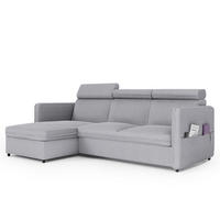 ECKSOFA mit Schlaffunktion und Bettkasten, Hellgrau - Grau, Holzwerkstoff/Textil (220/140cm) - Idohome