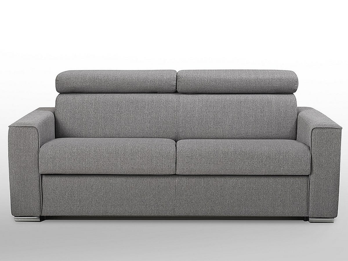 SCHLAFSOFA 4-Sitzer - Liegefläche mit Lattenrost: 160 cm - Matratzenhöhe: 18 cm - Stoff - Grau - VIZIR - Grau, Textil (216/110/223cm) - Vente-Unique