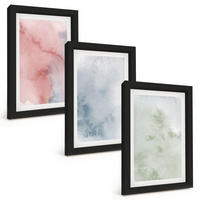 BILDER SET 3er Set - 20x30 cm Schwarzer Rahmen - Pastellfarbene Aquarellstrukturen - Schwarz, Kunststoff (20/30cm) - TULUP