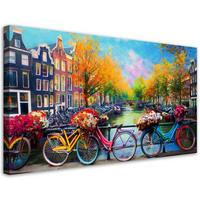LEINWANDBILD Amsterdam Fahrräder Stadtlandschaft - Multicolor, Textil (80/40cm) - Feeby