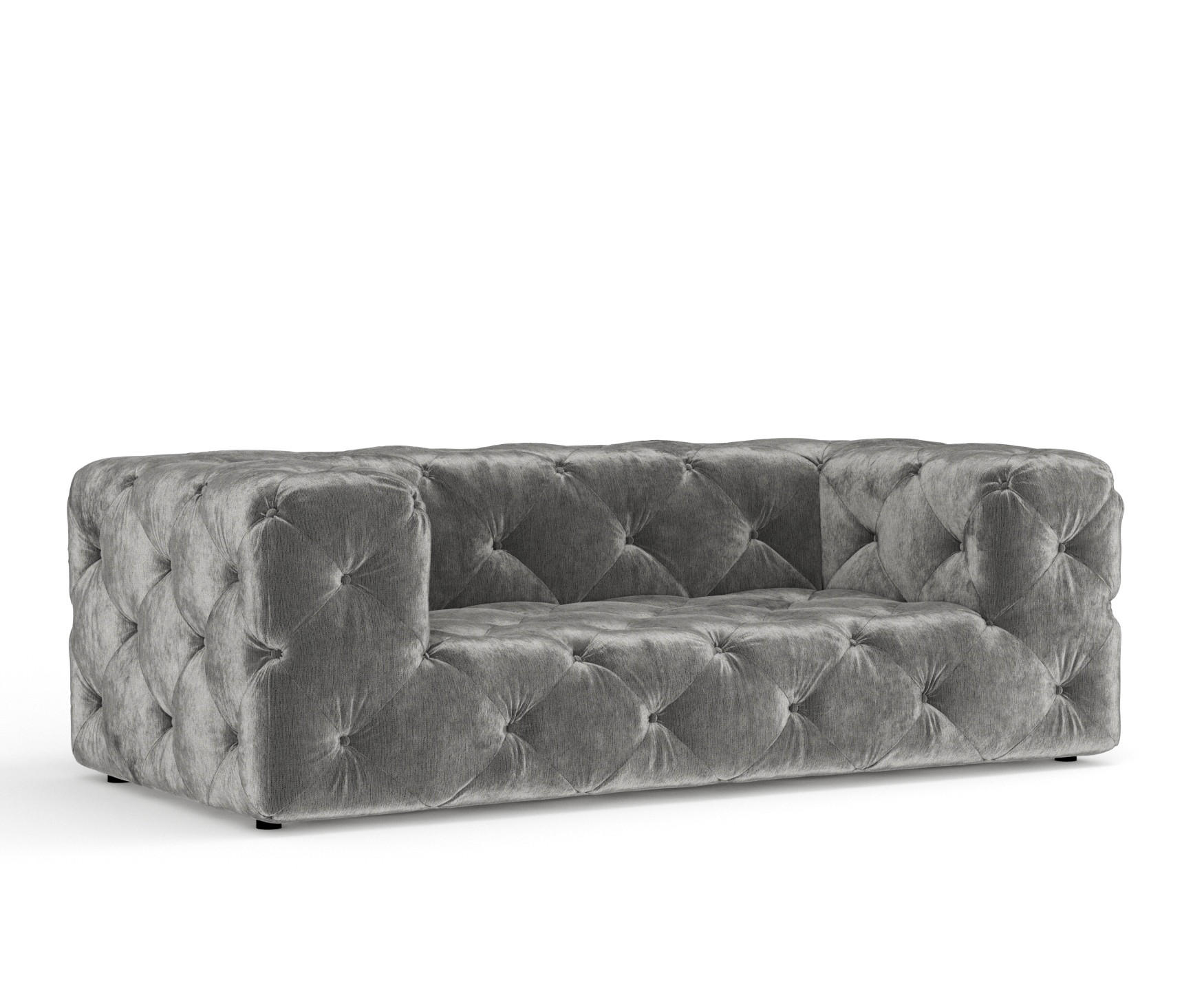 2-SITZER-SOFA Cosimo Grau Chenille - Schwarz/Grau, Holz/Holzwerkstoff (193/71/100cm) - Maison de Reve