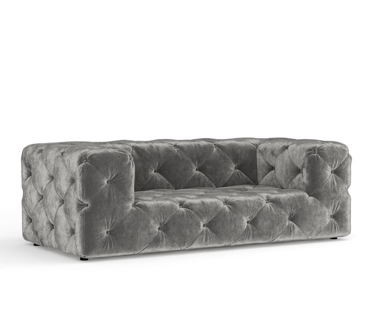 2-SITZER-SOFA Cosimo Grau Chenille - Schwarz/Grau, Holz/Holzwerkstoff (193/71/100cm) - Maison de Reve