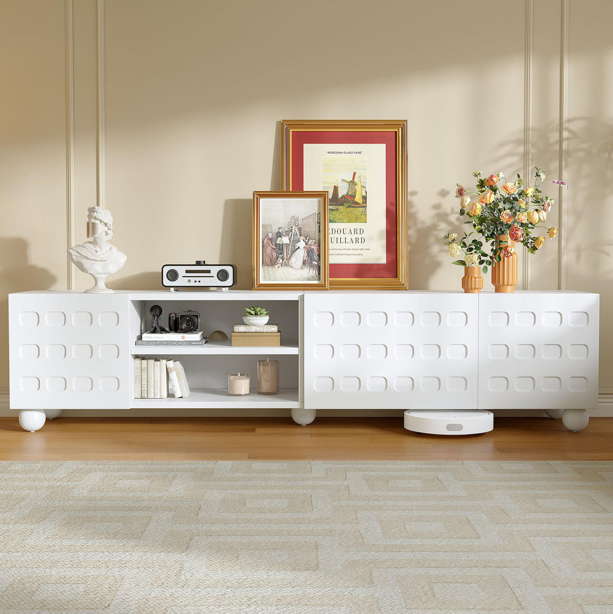 TV-SCHRANK 200 x 40 x 44 cm Weiß mit 3 Türen und halboffenem Fach - Weiß, Holzwerkstoff (40/44/200cm) - Beauniv