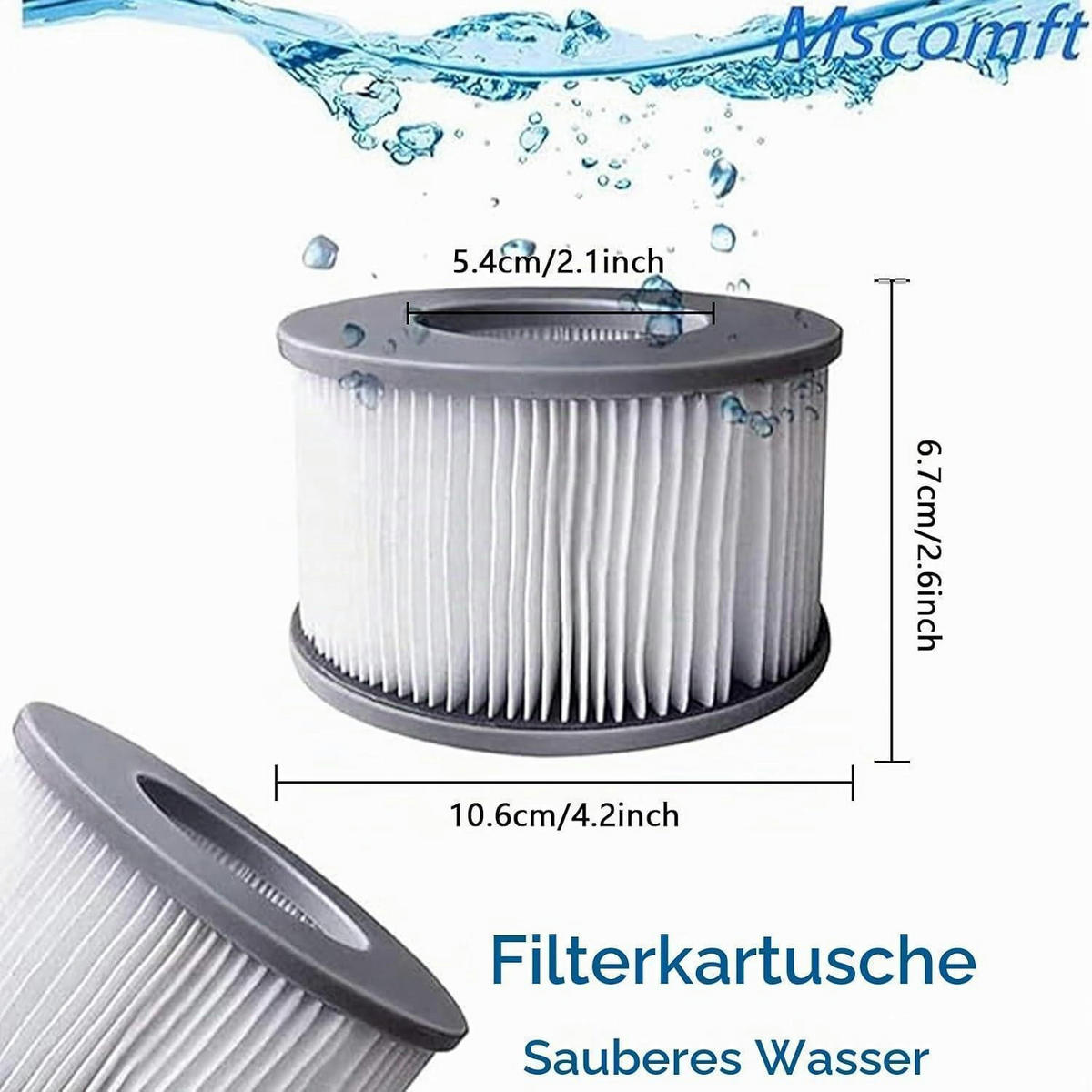 FILTERKARTUSCHE 6-teiliges Set für Whirlpools und Spas - Grau, Kunststoff (11/8/11cm)