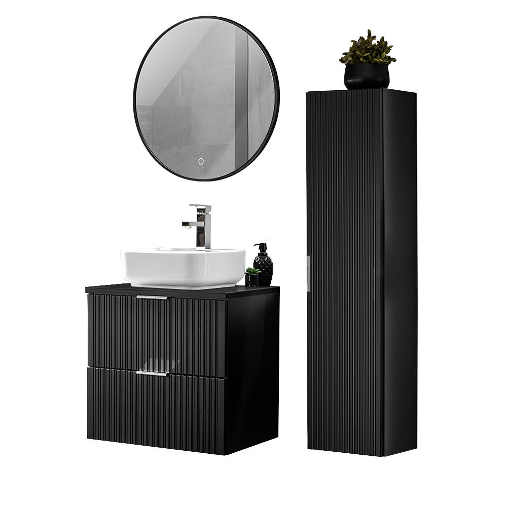 Lomado Badmöbel-Set Schwarz 110x200x47 cm