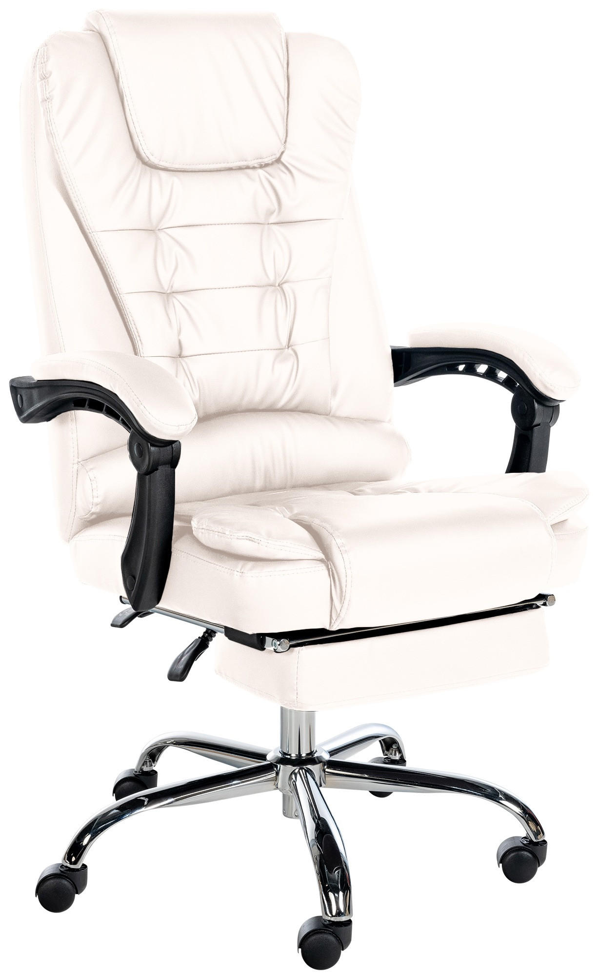 CHEFSESSEL Lederlook Weiß - Chromfarben/Weiß, Textil/Metall (67/115/68cm) - CLP
