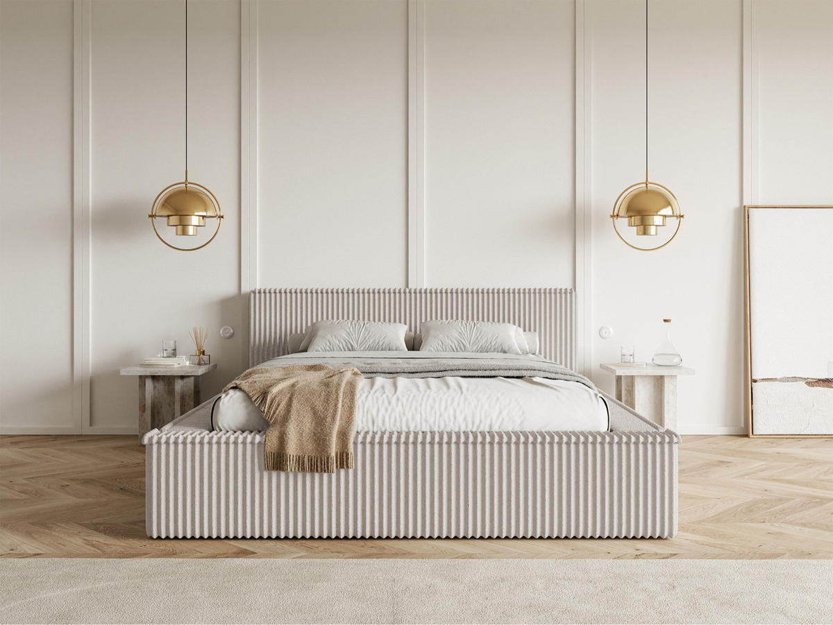 POLSTERBETT AFFOLIO Greige 180x200 cm - Taupe/Schwarz, Holz/Textil (180/200cm) - Selsey