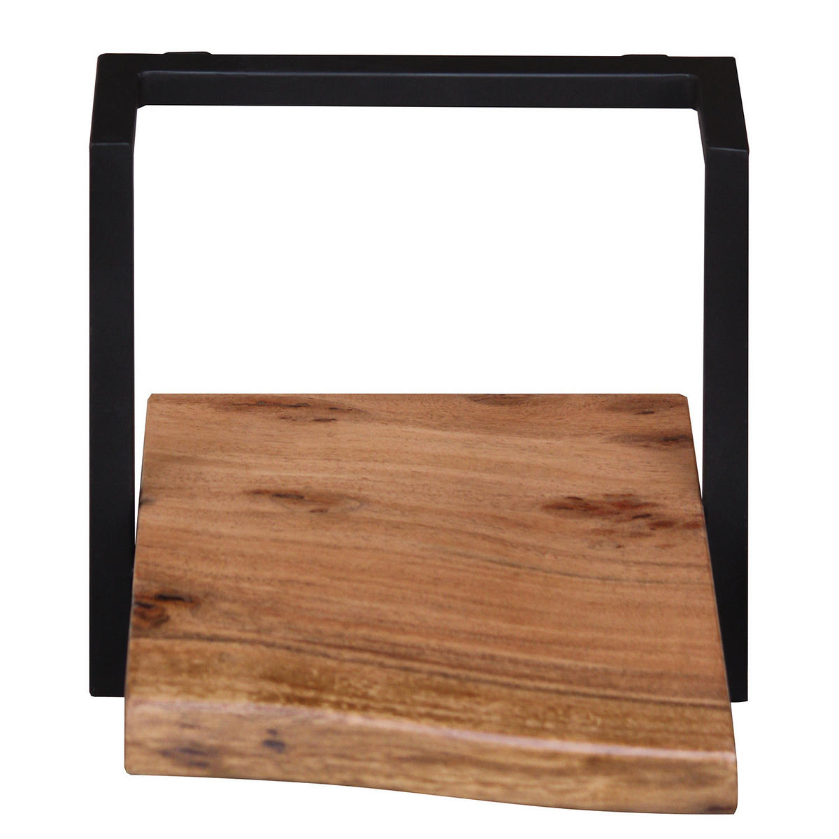 WANDREGAL - Akazie massiv / Metall - Akaziefarben, Metall (30/30/26cm) - home24