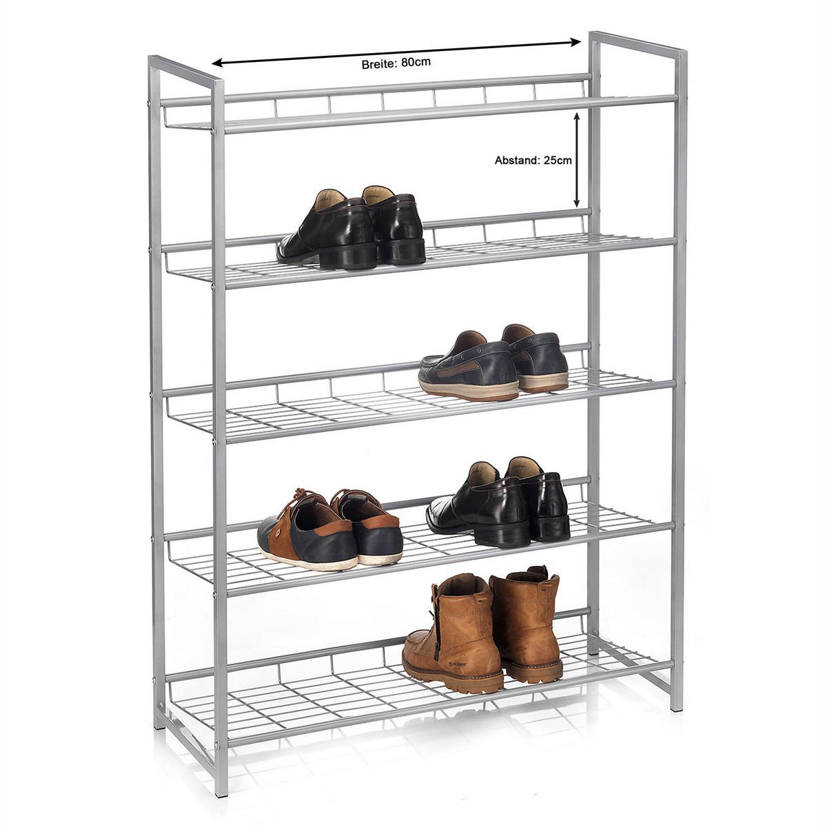 SCHUHREGAL SYSTEM - Silberfarben, Metall (81/107/30cm) - CARO-Möbel