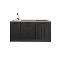 KÜCHENBLOCK R-Line, Anthrazit Landhaus/Anthrazit, 160 cm Arbeitsplatte Goldkraft Eiche - Anthrazit, Holzwerkstoff (160/81.6/60cm) - Vicco