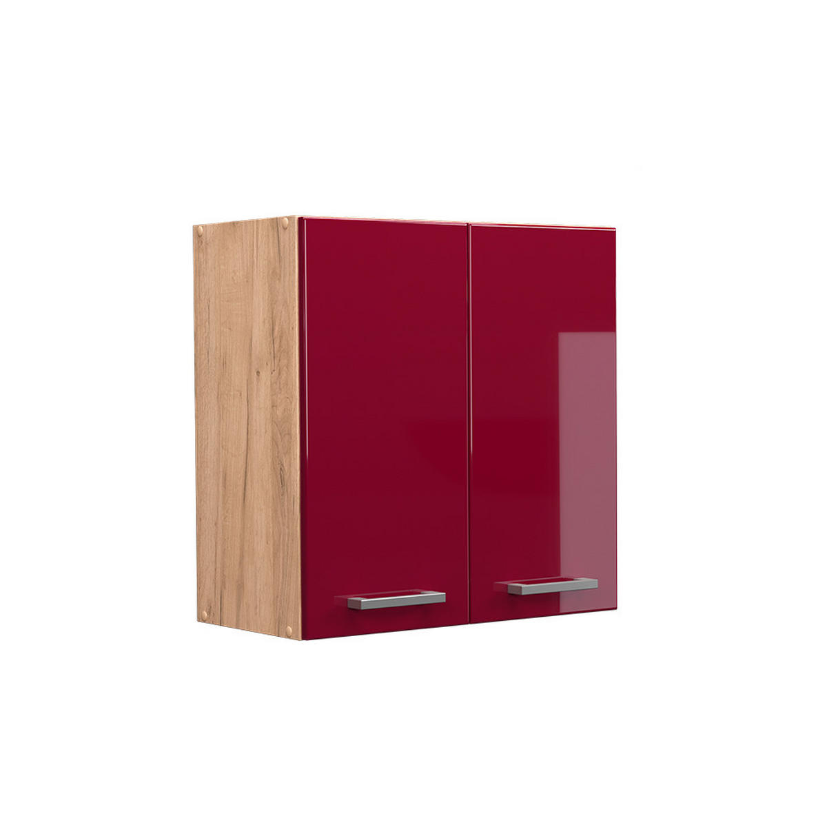 HÄNGESCHRANK R-Line Rot Hochglanz 60 cm - Honigeiche/Eiche Wotan, Holzwerkstoff (60/60/31cm) - Vicco