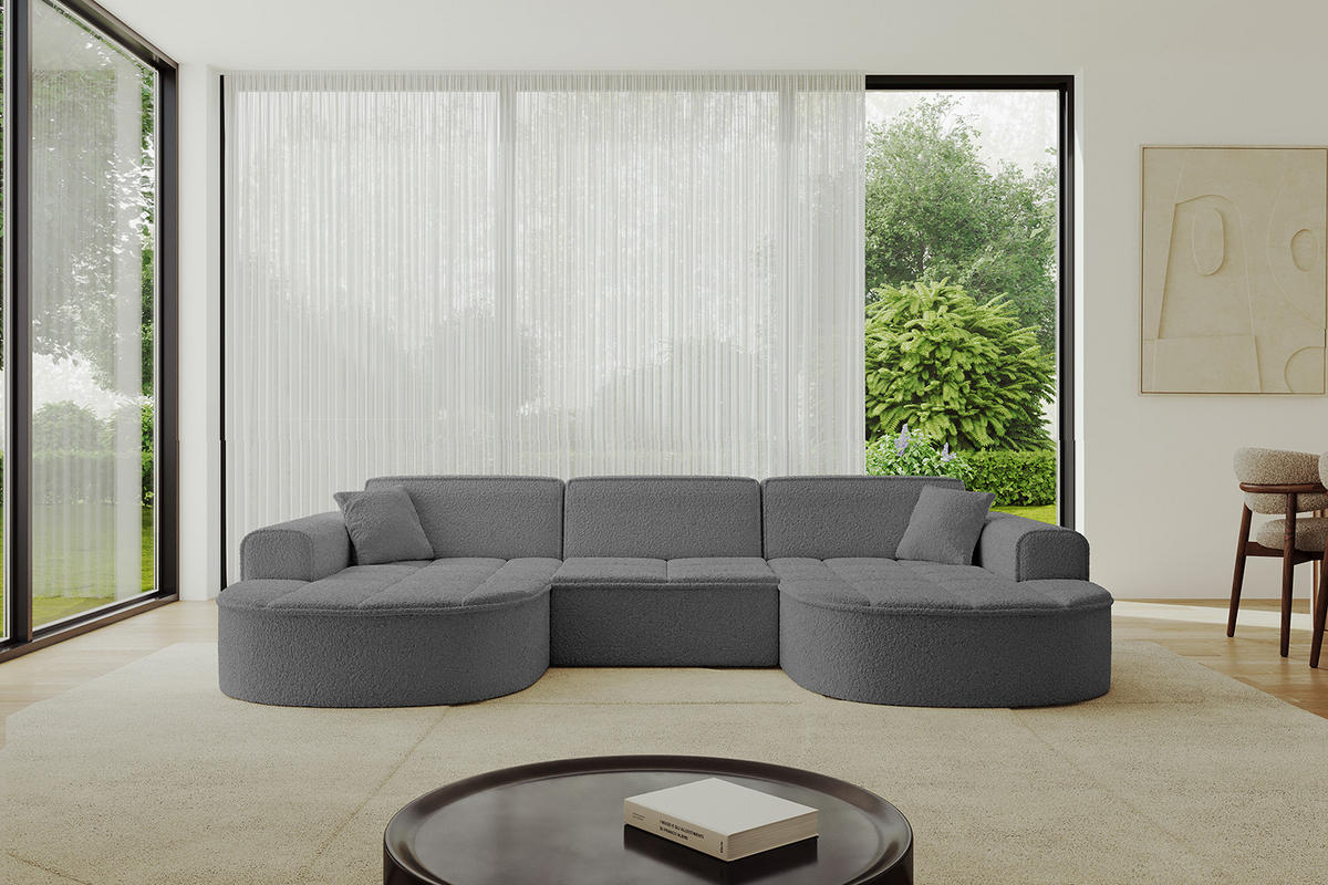 WOHNLANDSCHAFT TARO-U1 - 303x171x79,5 cm Grau - Grau, Holzwerkstoff/Textil (303/79.5/171cm) - ALTDECOR