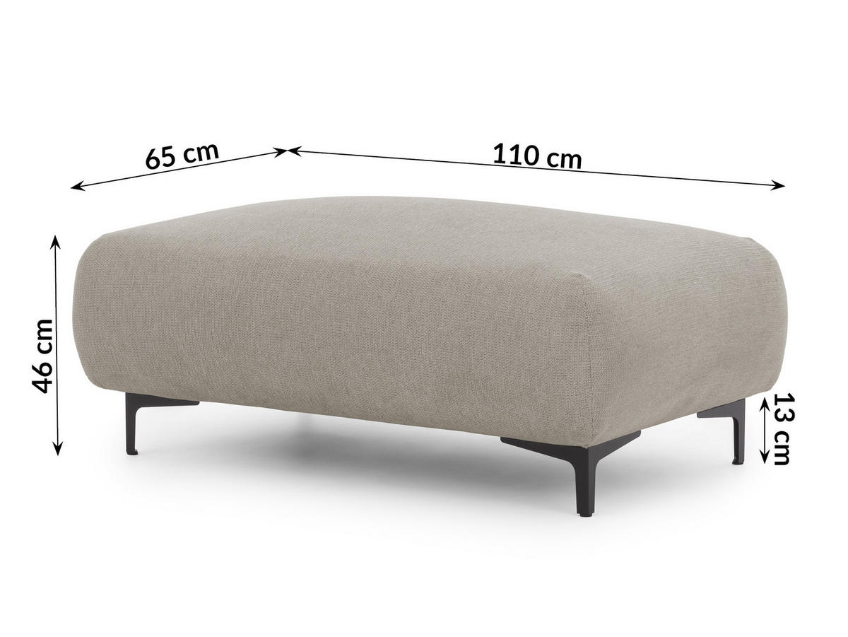 ECKSOFA inkl. Hocker Cardea mit Schlaffunktion in Bubble-Optik aus weichem Taupe Strukturstoff und hohem Sitzkomfort - Ottomane links - Taupe/Schwarz, Holz/Textil (170/230cm) - S-Style Möbel