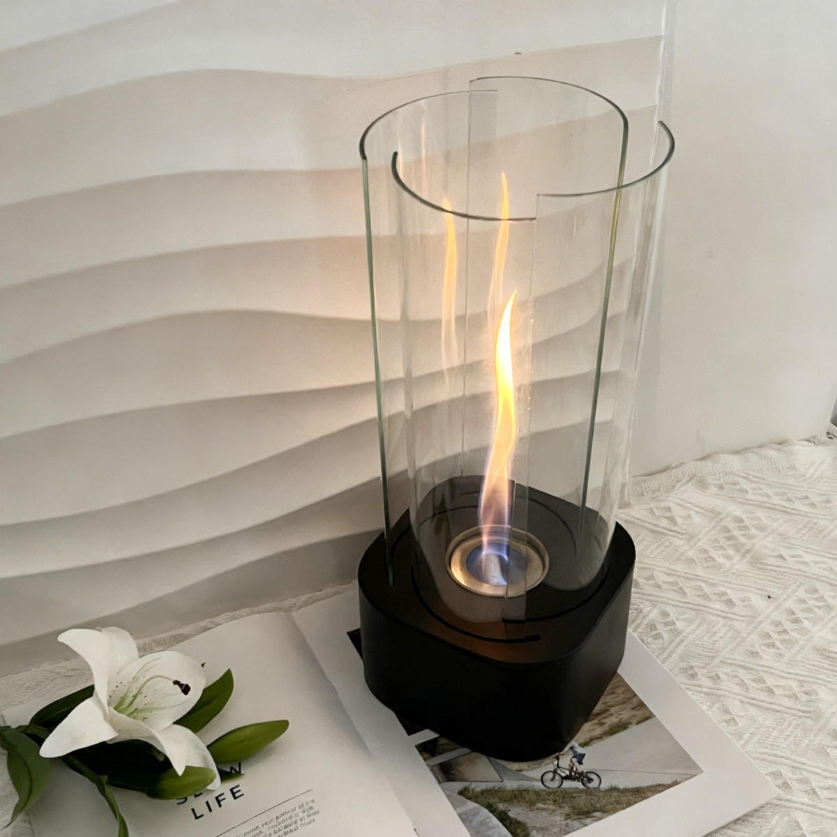 BIOETHANOL-KAMIN Schwarz 16/16/40 cm - Schwarz, Metall (16/40/16cm) - Authentics