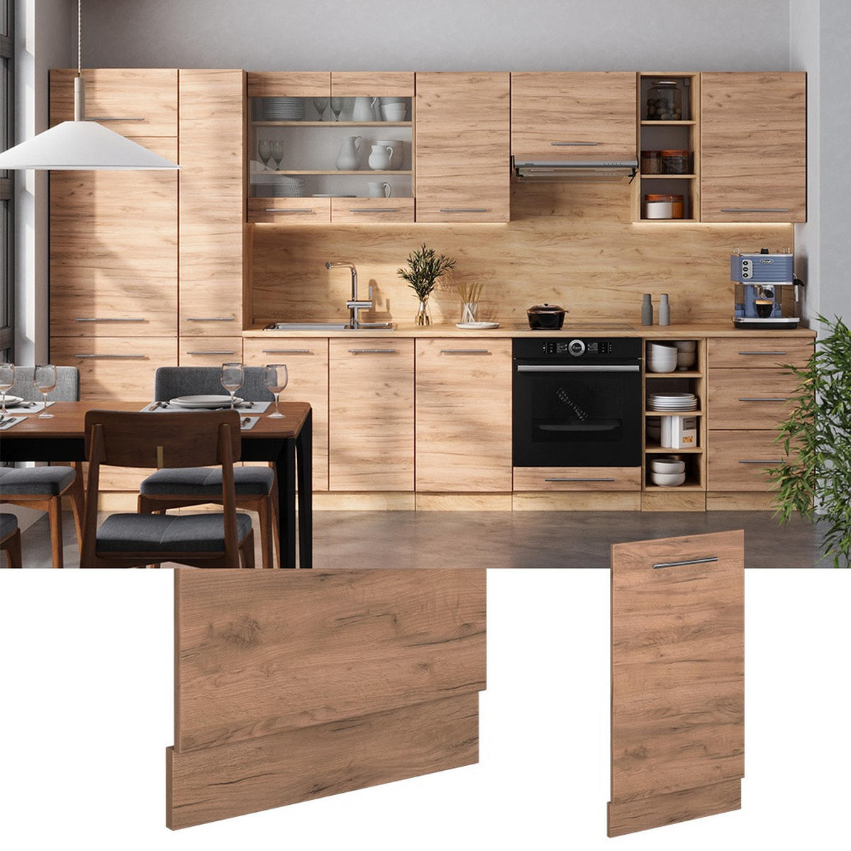 ČELNÍ PANEL MYČKY Fame-Line Zlatý mocný dub 45 cm bez pracovní desky - medově dubová, kompozitní dřevo (45/81.8/1.6cm) - Vicco