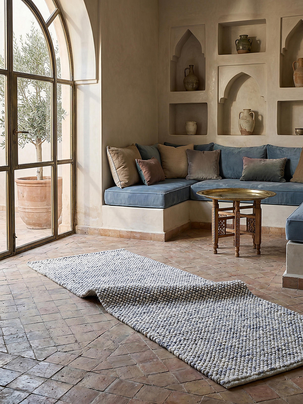 TEPPICH aus Wolle handgewebt MEDWAY in Blau, einfarbig, 60 x 230 cm - Blau, Textil (230/60cm) - KADIMA DESIGN