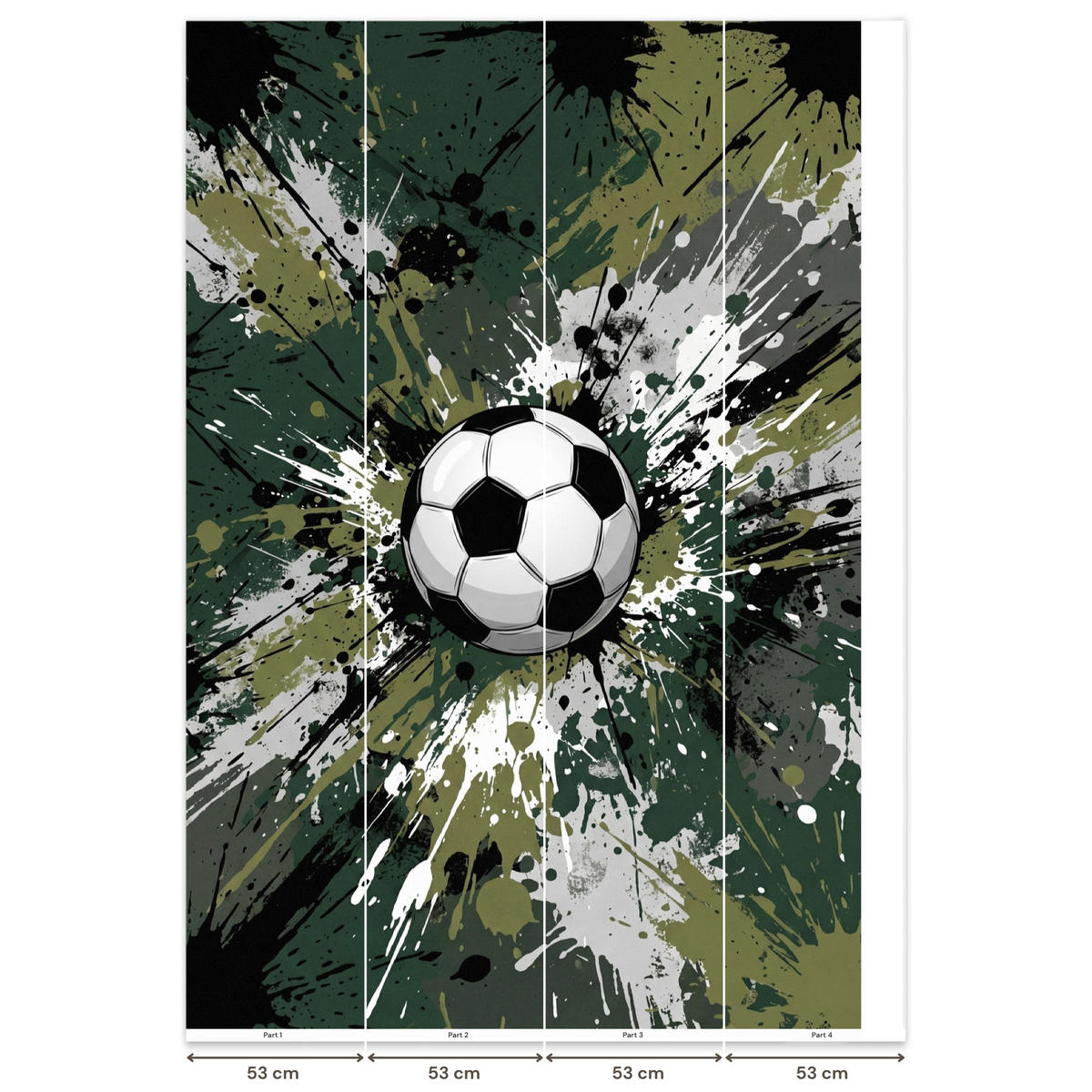 KINDERTAPETE - Fußball - Farbe - Spritzer - Grün - 200x300 cm - Dunkelgrün, Papier (200/300cm) - OnlyWow