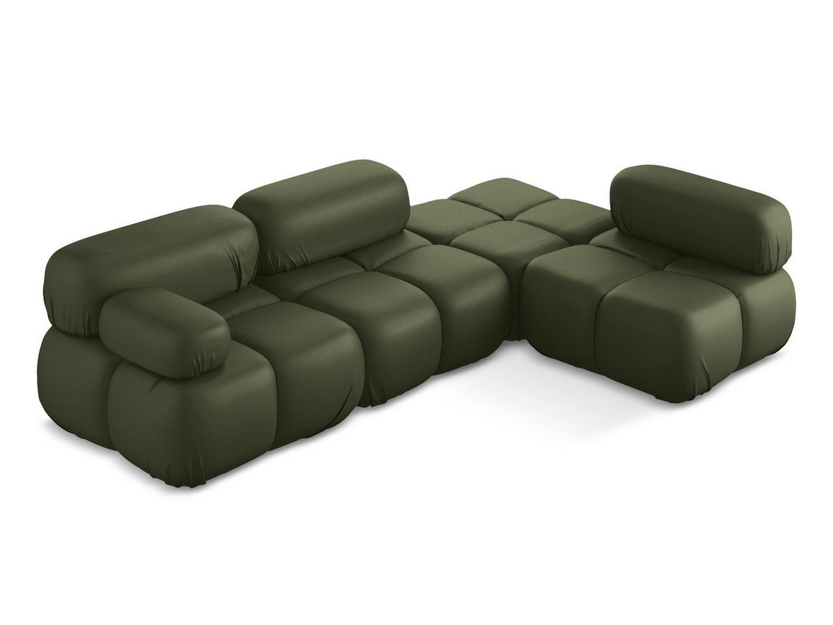 ECKSOFA Rechts Kunstleder Grün - Schwarz/Grün, Leder/Kunststoff (285/190cm) - Makamii