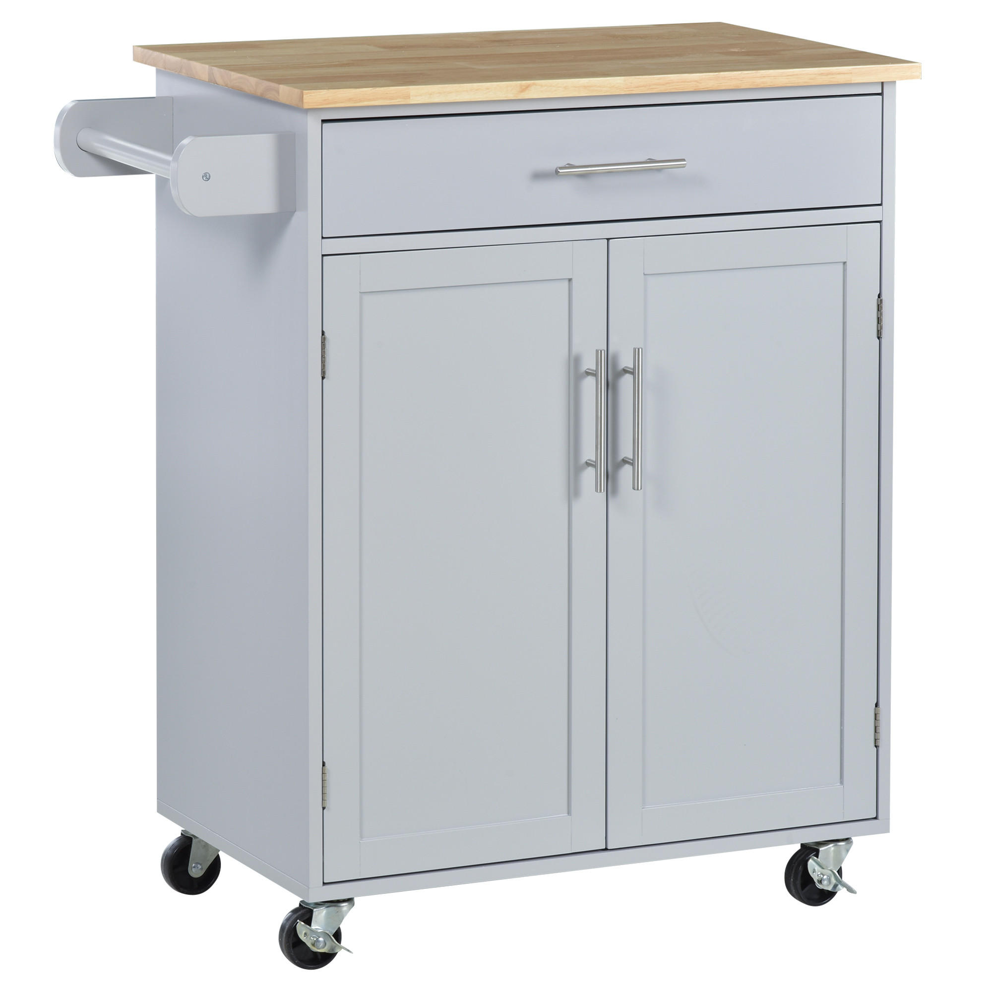 KÜCHENROLLWAGEN DE-11085 2 Türen & Schublade mit Handtuchhalter Grau - Grau, Holzwerkstoff (114.3/232.41/210.82cm) - ComfortXL