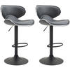 BARHOCKER 2er Set Lederlook grau - Schwarz/Grau, Textil/Metall (46/88/49cm) - CLP