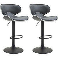 BARHOCKER 2er Set Lederlook grau - Schwarz/Grau, Textil/Metall (46/88/49cm) - CLP