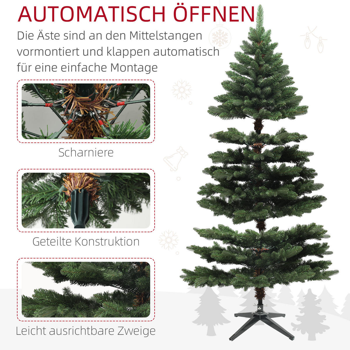 WEIHNACHTSBAUM DE-41540 180 cm, flammhemmend, Metallbasis Grün - Grün, Kunststoff (180cm) - ComfortXL