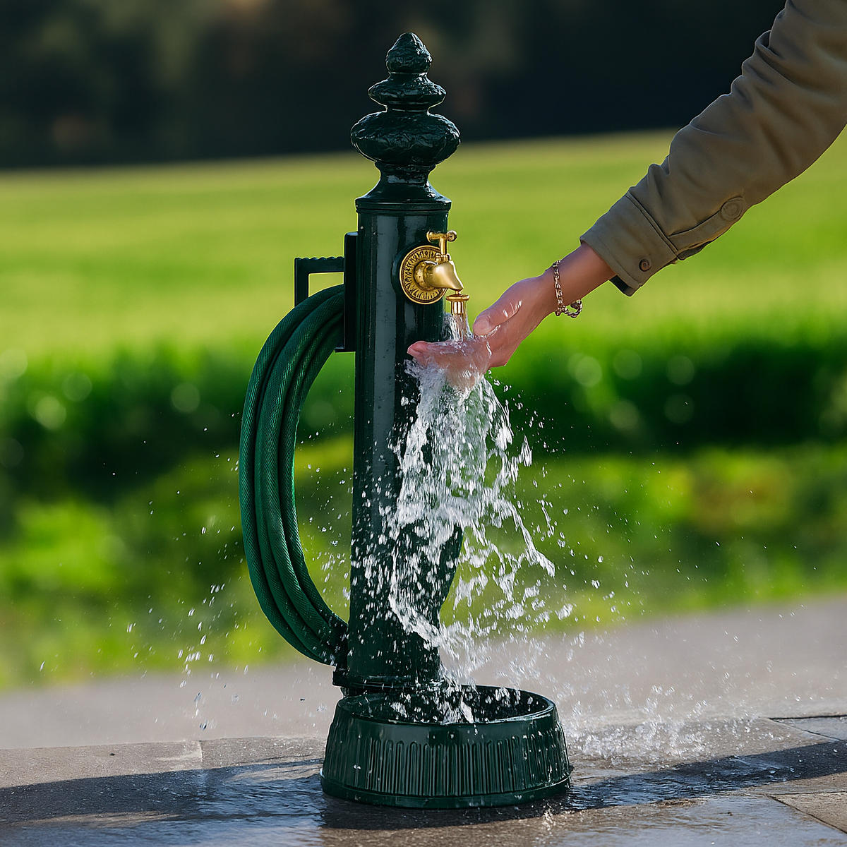 VRTNA SLAVINA S POSTOLJEM - tamno zelena, metal (43/26/87cm) - Relaxdays