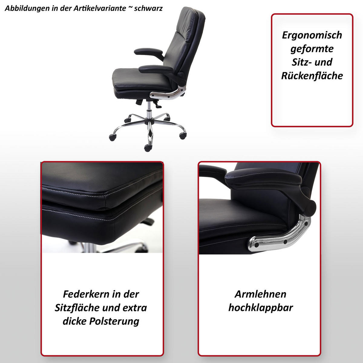 BÜROSTUHL Schwarz - Schwarz, Textil (72/115/80cm) - MCW