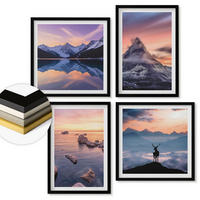 WANDBILDER 4er-Set - 50x50 cm & 40x60 cm Schwarzer Rahmen - Landschaften Berge Seen jelen - Schwarz, Kunststoff (50/50cm) - ArtPrintCave