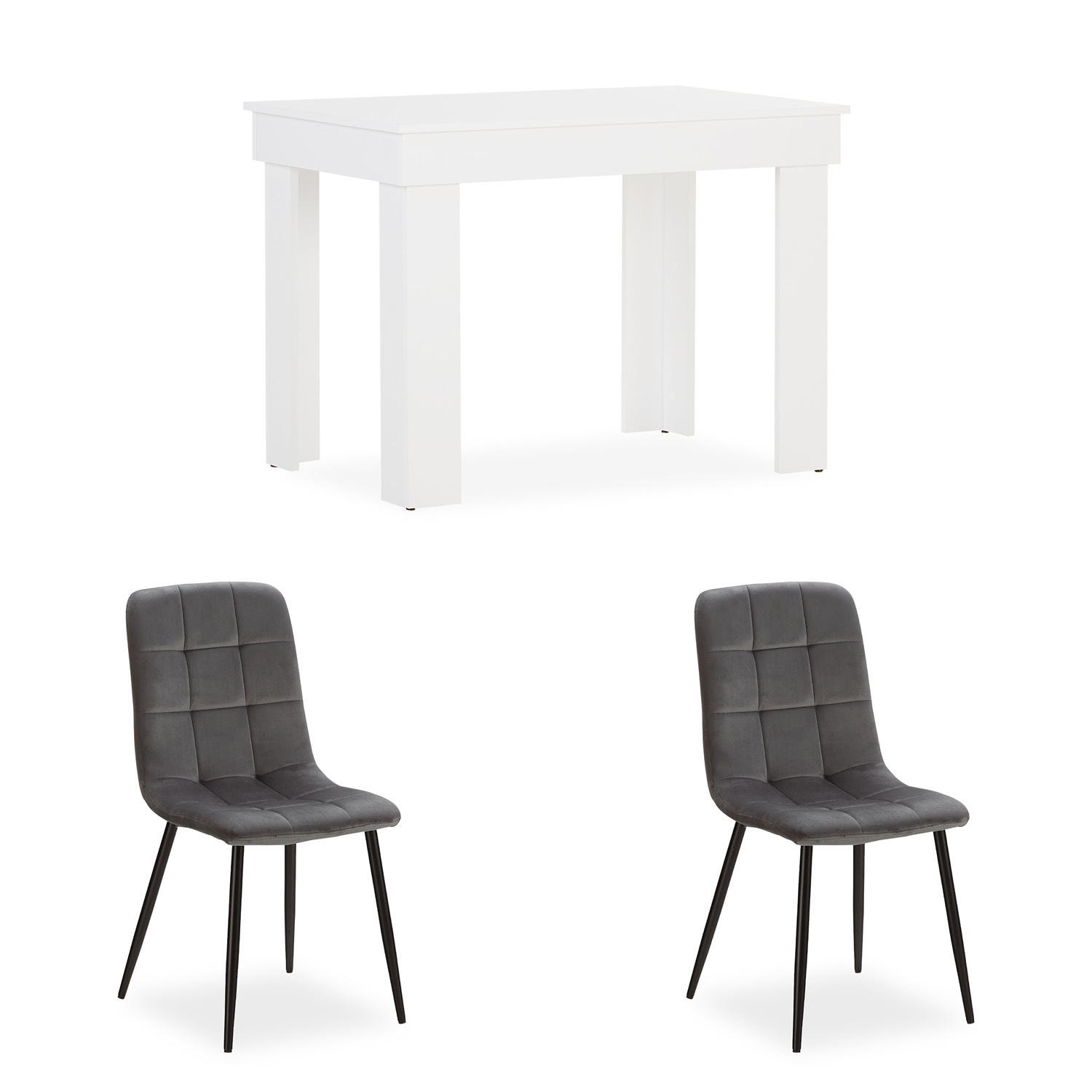 Homestyle4u Tischgruppe Grau 60x88x90 cm