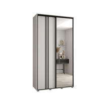 SCHWEBETÜRENSCHRANK 235,2/130/60 2-türig - Schwarz/Weiß, Holz/Metall (130/235/60cm) - Abiks Möbel