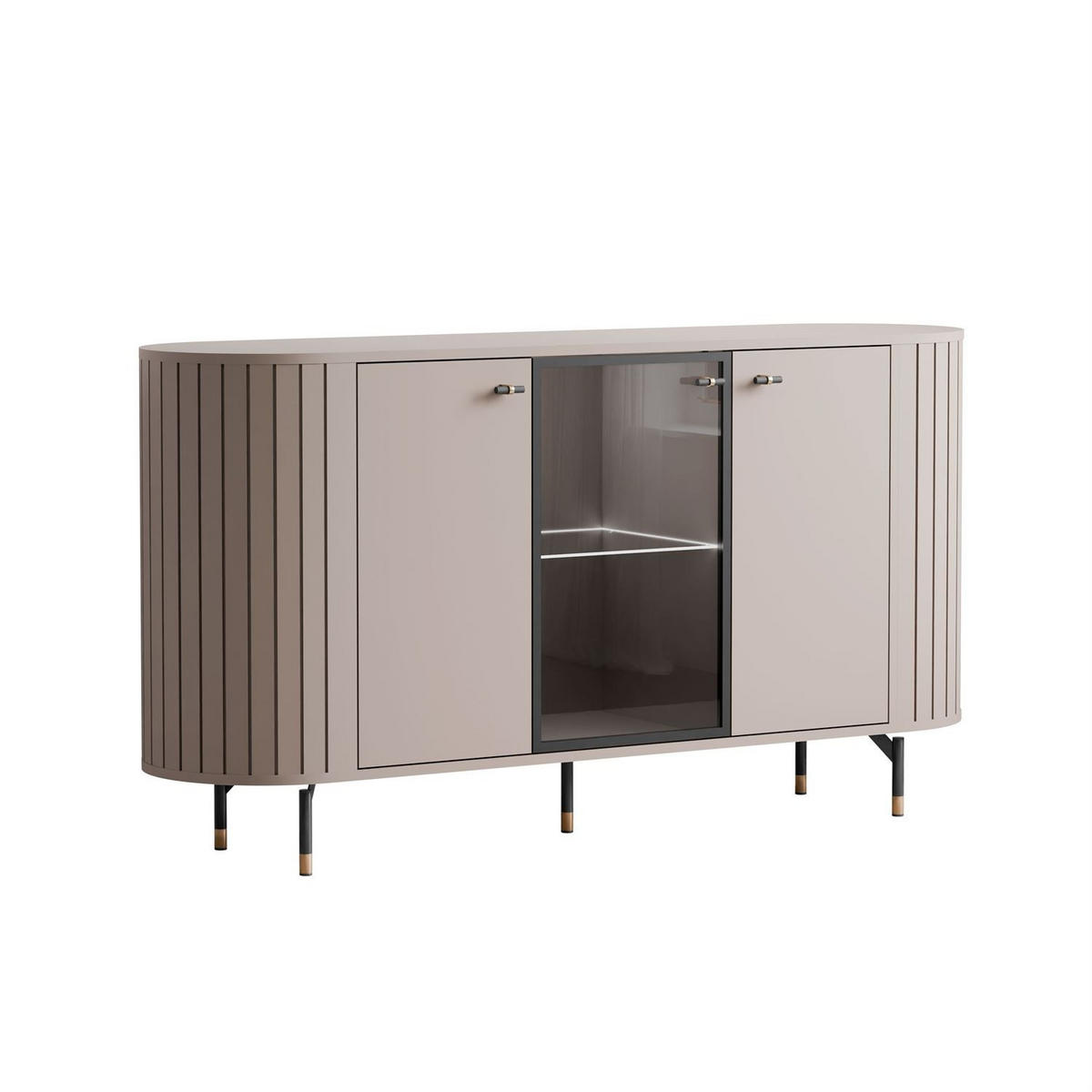 SIDEBOARD ELODIE 3T mit LED-Beleuchtung Kaschmir - Kaschmir, Holzwerkstoff (150/81/40cm) - Lookway