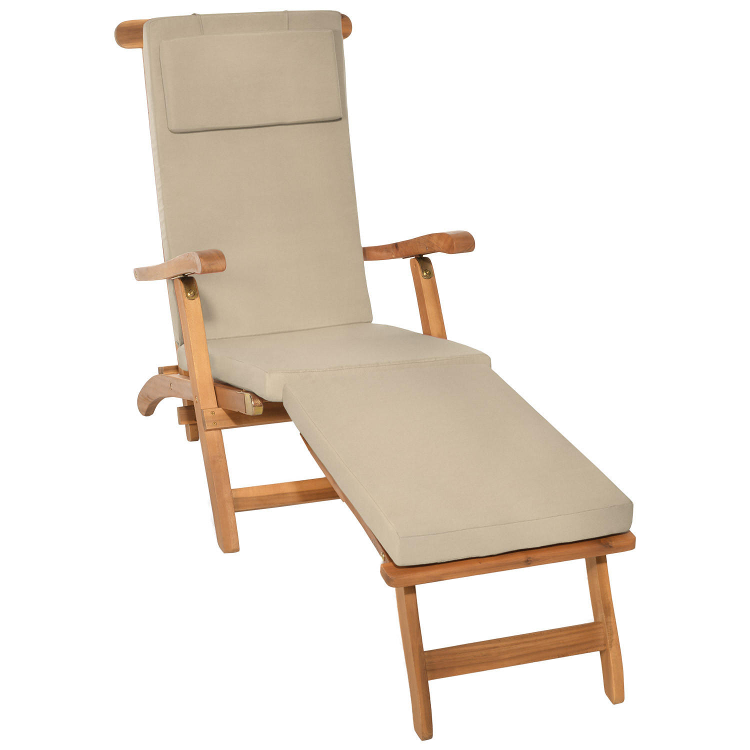 Beautissu Deckchairauflage Sand 45x5x175 cm