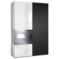 VITRINE Morena Tür und Einsatz in Schwarz matt - Schwarz, Holzwerkstoff (91.5/136.5/37cm) - Vladon