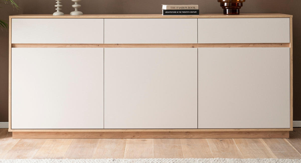 SIDEBOARD Kaschmir, Artisan Eiche 202 cm, Kommode mit Soft-Close - Kaschmir/Eiche Artisan, Holzwerkstoff/Metall (202/89/40cm) - Furn.Design