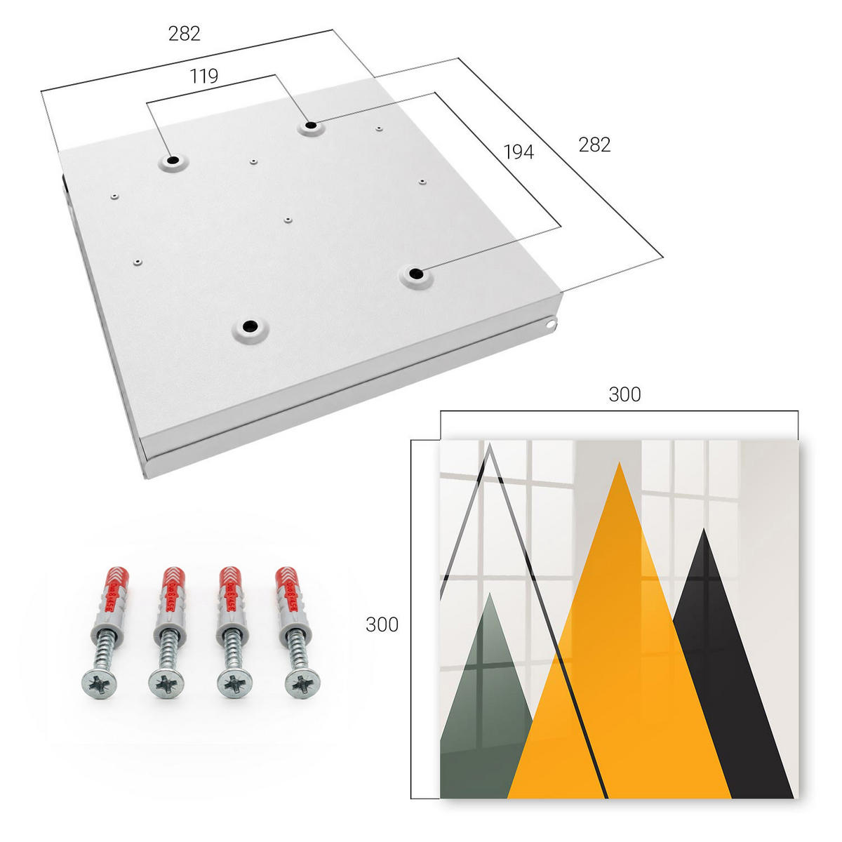 SCHLÜSSELBOX Weiß 30x30 cm – Türöffnung nach rechts - Moderne Komposition - Beige, Metall (30/30/5cm) - TULUP
