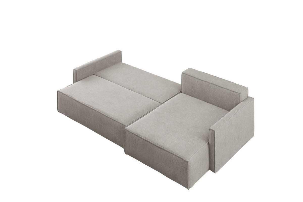 SCHLAFSOFA Carlos L-Form, Ecksofa Mit Bettkasten Und Schlaffunktion Stoff Salvador Rechts Beige - Creme, Holz/Textil (250/83/142cm) - Kaiser Möbel