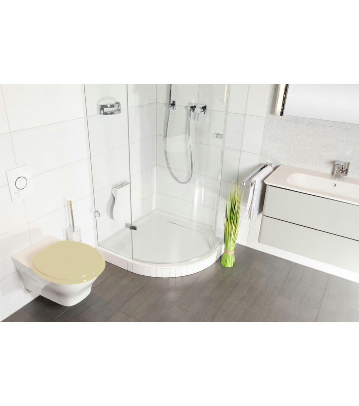 WC-SITZ mit Absenkautomatik & Top Fix Bahamabeige - Beige, Holzwerkstoff (37.7/5.5/48cm) - Sanilo