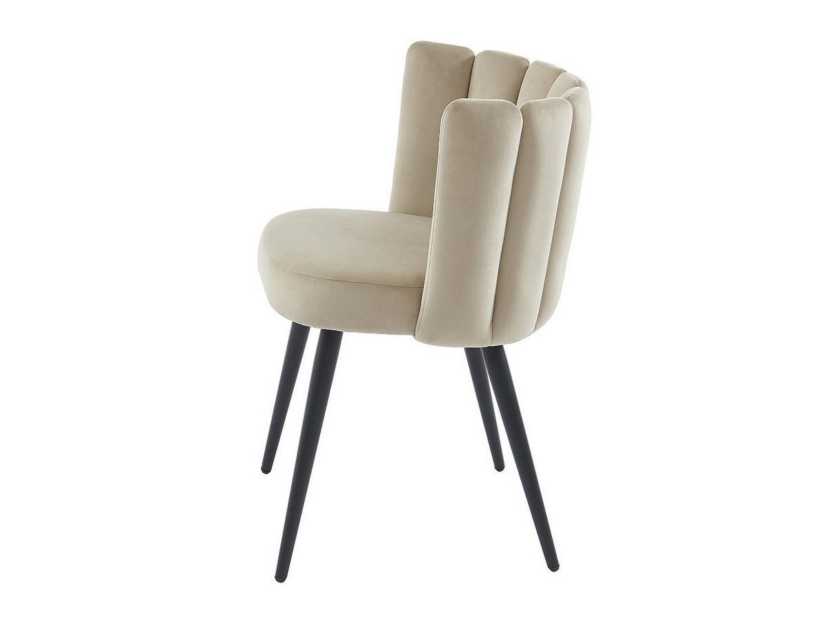 STUHL 6er-Set - Samt & Schwarzes Metall - Beige - PRANILA - Beige, Textil (59/78.5/55cm) - Pascal Morabito