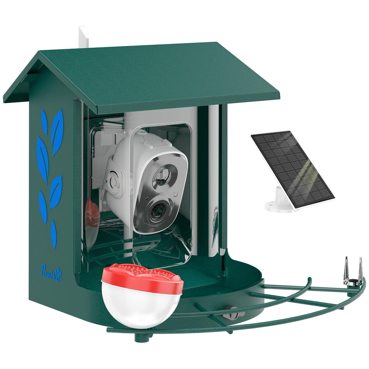 VOGELFUTTERSTATION DE-17848 mit 2K Kamera & Solar Grün - Dunkelgrün, Metall (34.5/26.3/30cm) - ComfortXL