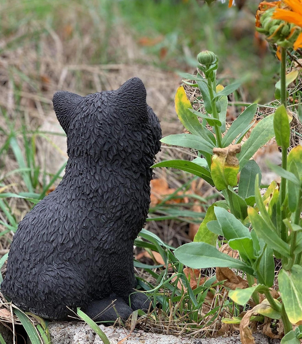 STEINFIGUR Schwarze Katze Morle frostfest wetterfest Steinguss - Schwarz, Stein (14/21/14cm) - stoneandstyle